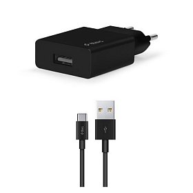 Зарядний пристрій Ttec SmartCharger USB 2.1А Black (2SCS20CS) + кабель USB Type-C
