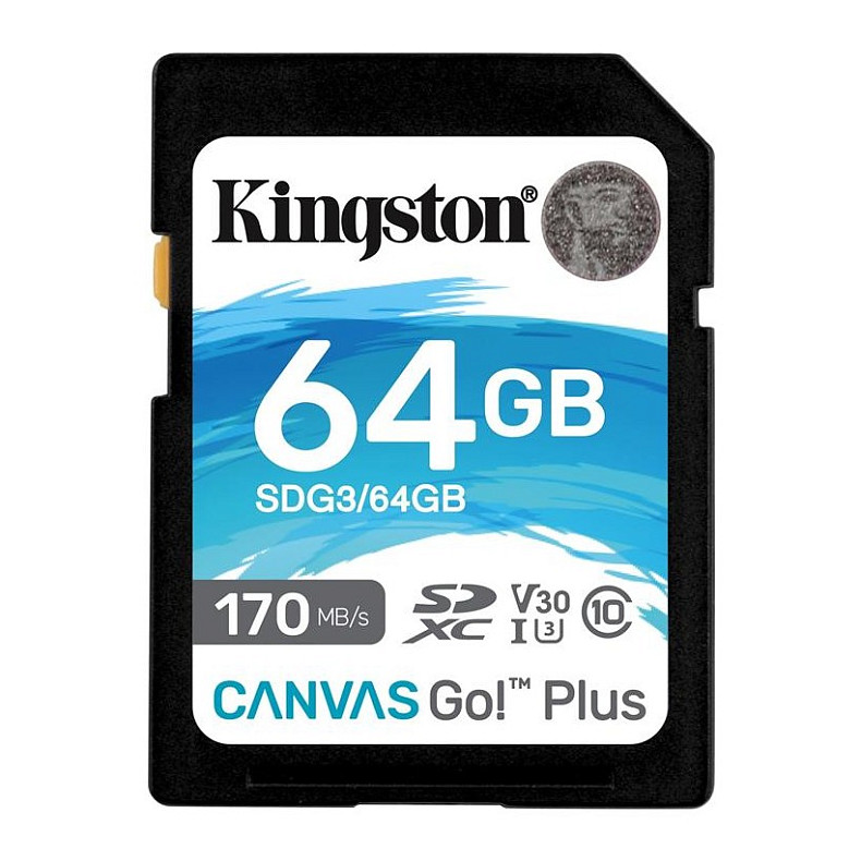 Карта памяти Kingston 64GB SDXC UHS-I/U3 Class 10 Canvas Go! Plus R170/W70MB/s (SDG3/64GB)