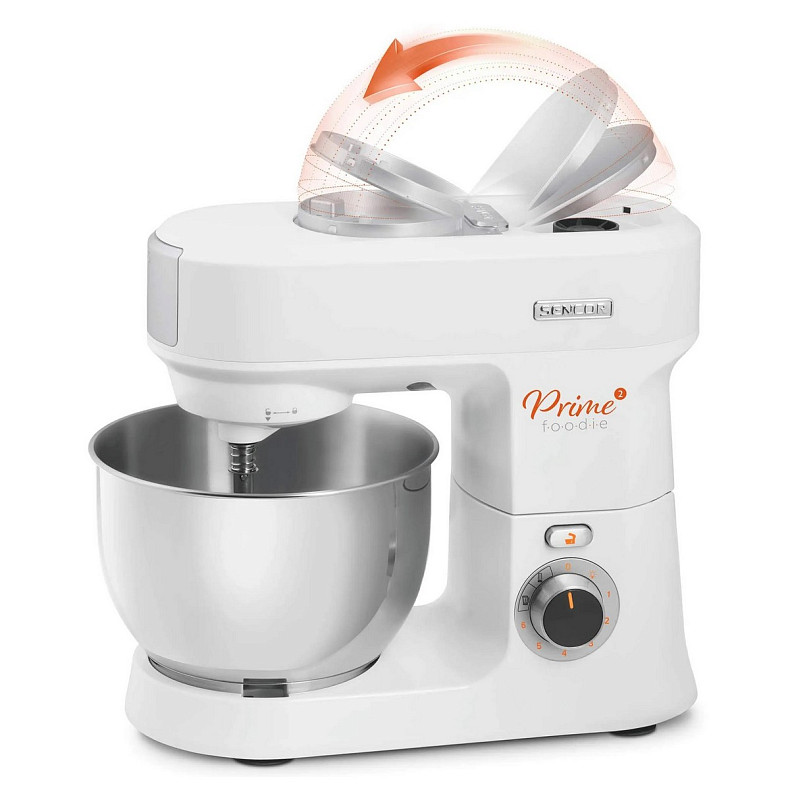 Кухонная машина Sencor 1000Вт, чаша-металл, корпус-пластик, насадок-12, белый