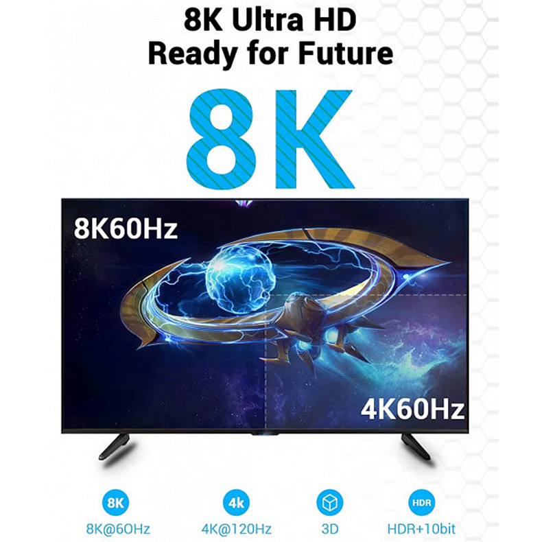 Кабель HDMI M-M, 5.0 м, V2.1, 8K 60Гц PVC Vention