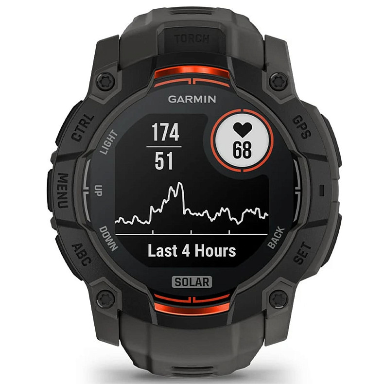 Спортивний годинник GARMIN Instinct 3 50mm Solar Black with Charcoal Silicone