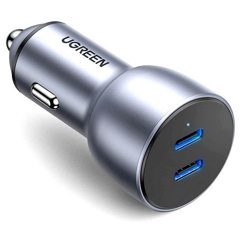 Автомобильное зарядное устройство Ugreen CD213 (2xUSB 40W (USB-C) QC 3.0+ Gray (70594)