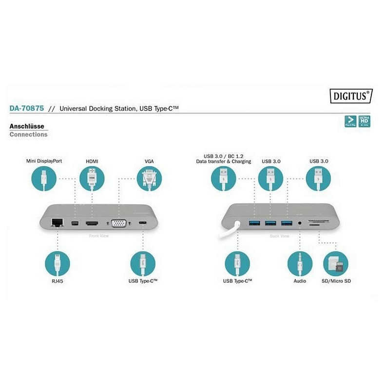 Док-станція DIGITUS USB-C, 11 Port