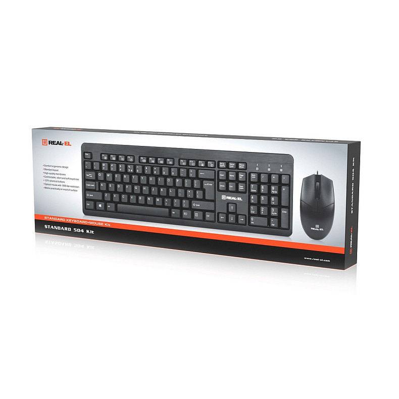 Комплект (клавіатура, миша) REAL-EL Standard 504 Kit Black (EL123100037)
