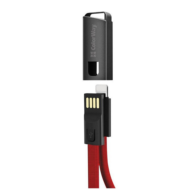 Кабель ColorWay USB-Lightning, 2.4А, 0.22м, Red (CW-CBUL021-RD)