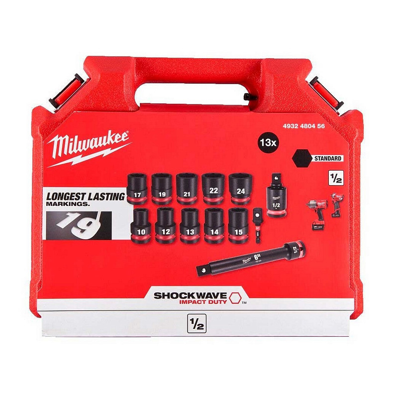 Набір торцевих головок Milwaukee, 1/2", 13шт, 10-24мм, кейс (4932480456)