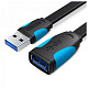 Подовжувач Vention Flat USB-USB 1.5m, Black (VAS-A13-B150)