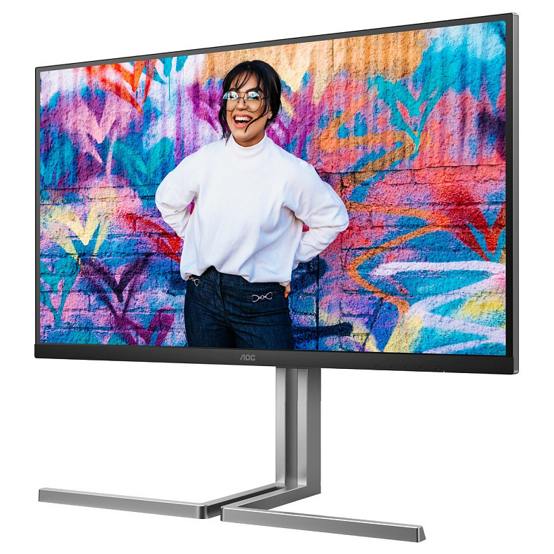 Монитор 31.5" AOC U32U3CV, Nano IPS, UHD, 2xHDMI, DP, USB-C, RJ-45, USB-hub, HAS, Pivot, цв,черно-серебро