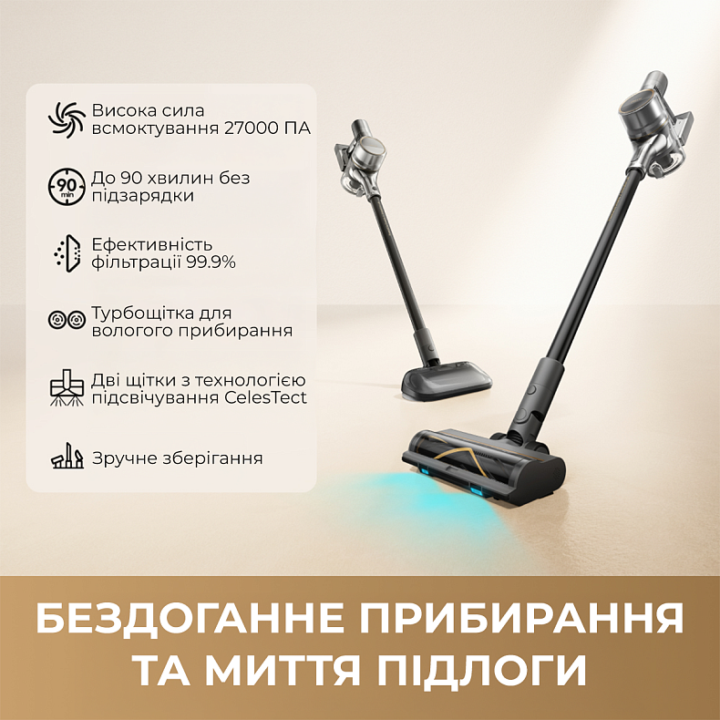 Бездротовий пилосос Dreame R20 Aqua