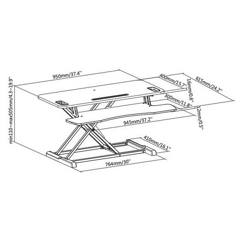 Подставка DIGITUS Ergonomic Workspace Riser, 11-46cm, Black