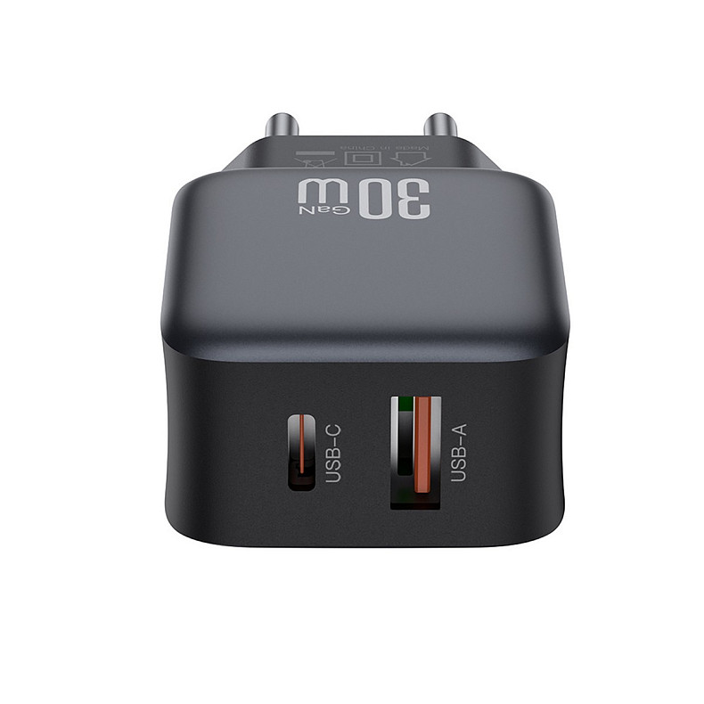 Сетевое зарядное устройство XO L156 (1USB-С, 1USB, 3А) PD, QC 3.0 Black (L156.black)