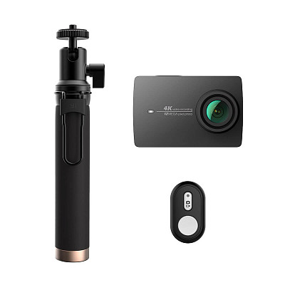 Екстрiм-вiдеокамера YI 4K Action Camera Black KIT (Selfie Stick + Bluetooth Remote) Int.Version (YI-90008)