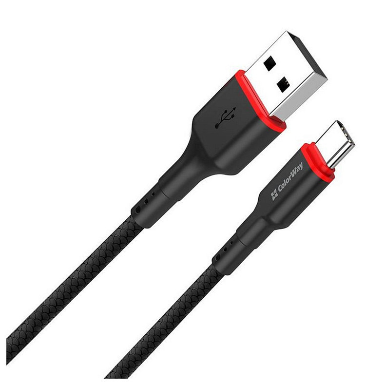 Кабель ColorWay USB - USB Type-C (M/M), 2.4 А, 1 м, Black (CW-CBUC064-BK)