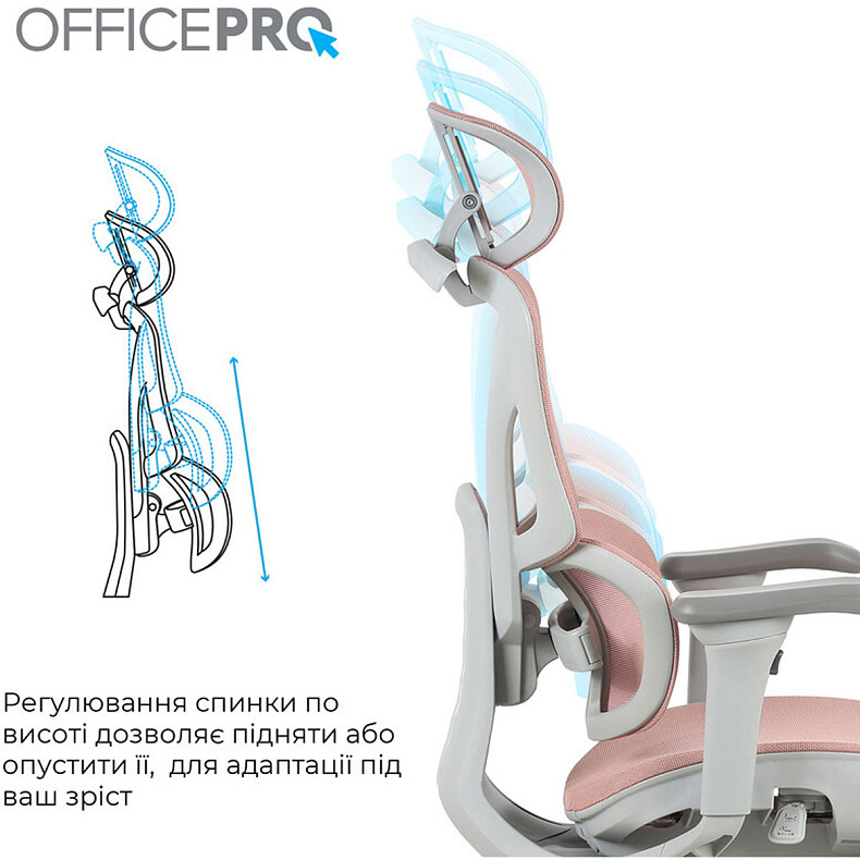 Крісло офісне OfficePro Elite OC950GLP Gray/Light Pink