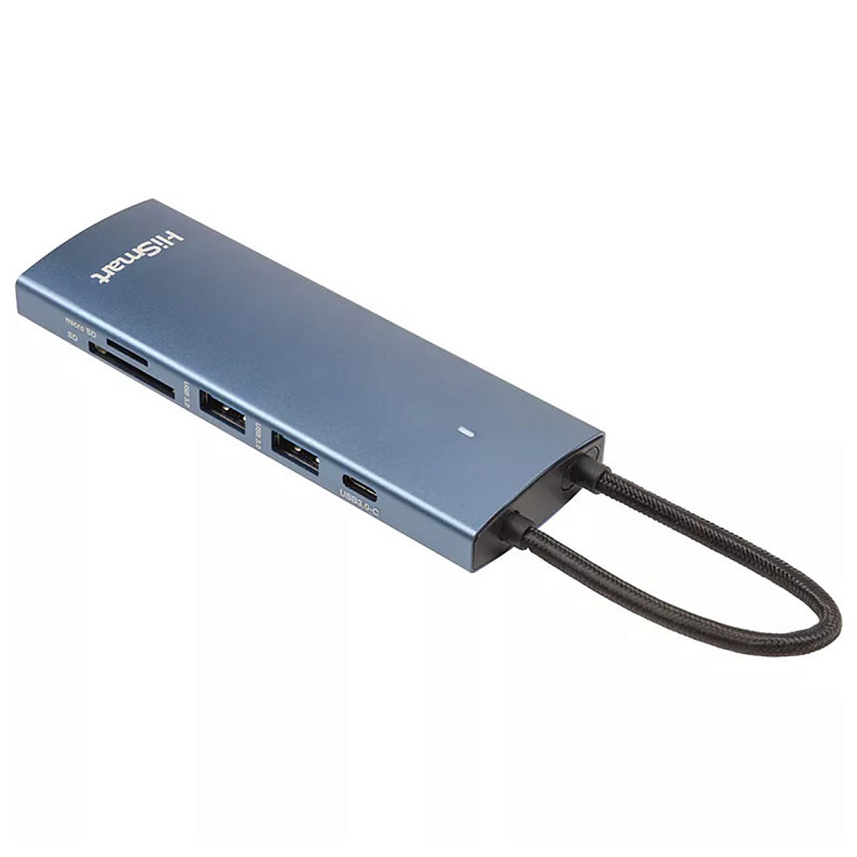 USB-хаб HiSmart HDMI + 2хUSB 3.0 + PD 100W + USB 2.0 + SD/TF 3.0 + LAN RJ45 (CA914357)