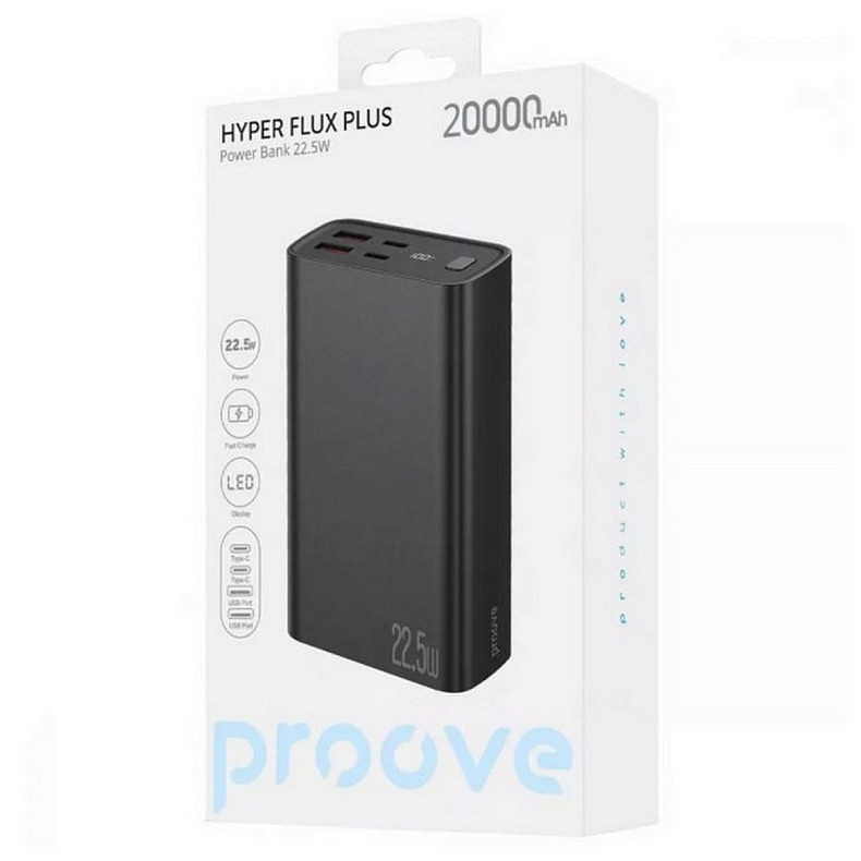 Универсальная мобильная батарея Proove Hyper Flux Plus 22.5W 20000mAh Black (PBF222120001)