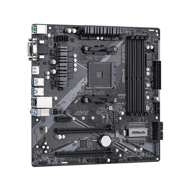 Материнська плата ASRock B450M PRO4 R2.0 sAM4 B450 4xDDR4 M.2 HDMI DVI mATX