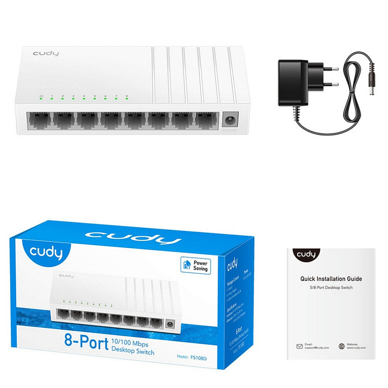 Коммутатор Cudy FS108D, 8 портовый Desktop Switch
