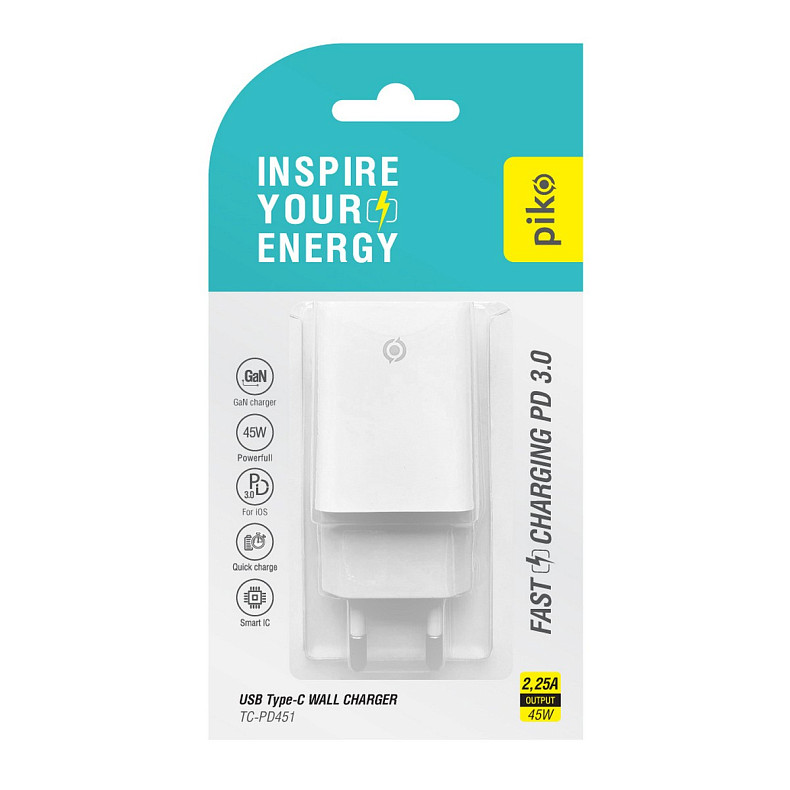 Зарядний пристрій Piko TC-PD451 (1USB-Cx3A) 45W White (1283126597770)