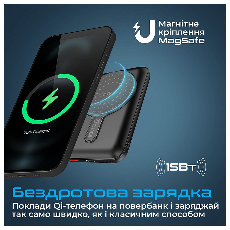 Универсальная мобильная батарея Promate powermag-10pro.black 10000mAh