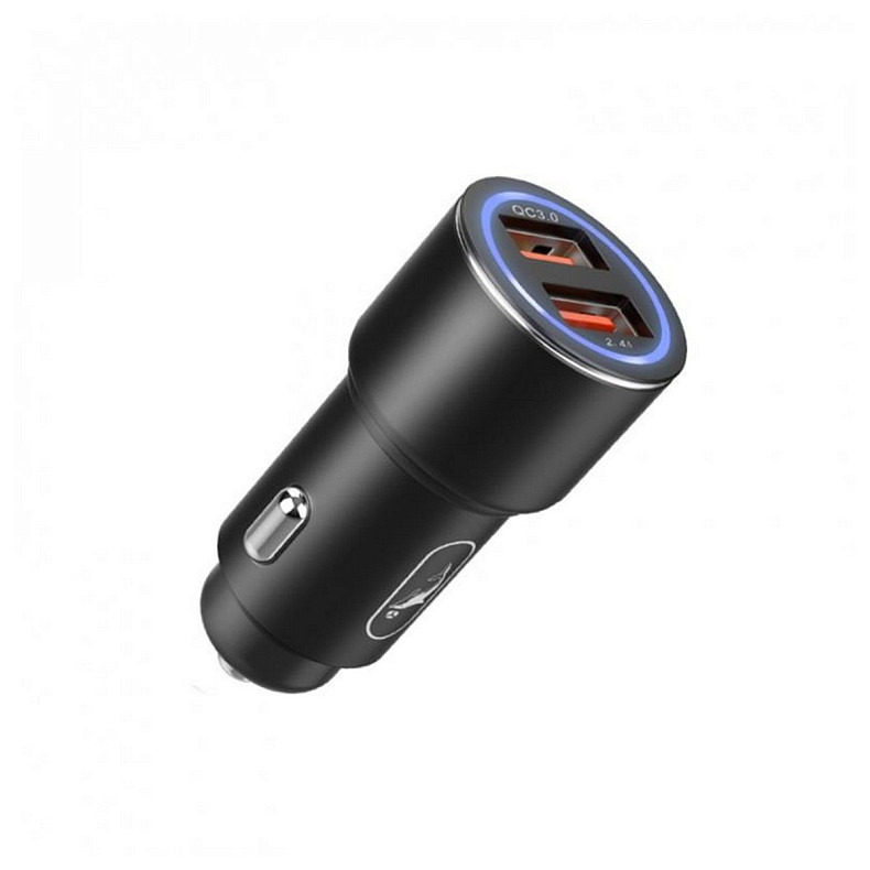 Автомобильное зарядное устройство SkyDolphin SZ15 Aluminium QC3.0 (2USB, 2.4A) Black (AZP-000087)
