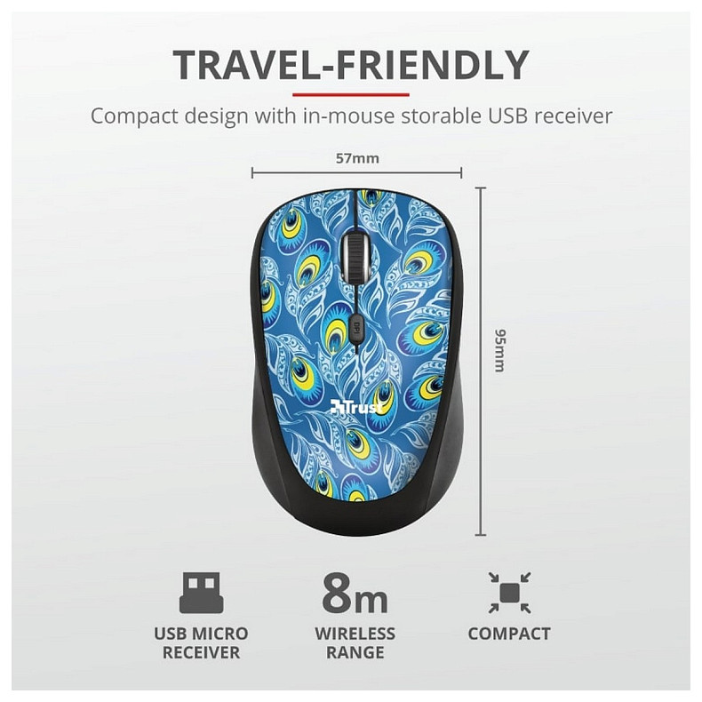 Мишка Trust YVI WIRELESS MOUSE PEACOCK