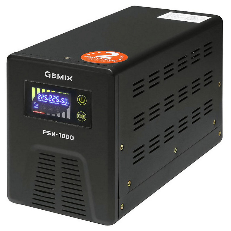 ИБП Gemix PSN-1000, 1000VA/600W 12V/220V, 13A, 2*Schuko, без АКБ
