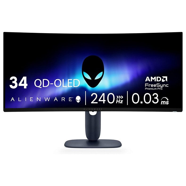 Монитор DELL 34" AW3425DW 2xHDMI, DP, USB, QD-OLED, 3440x1440, 21:9, 240Hz, 0.03ms, DCI-P3 99.3%, CU