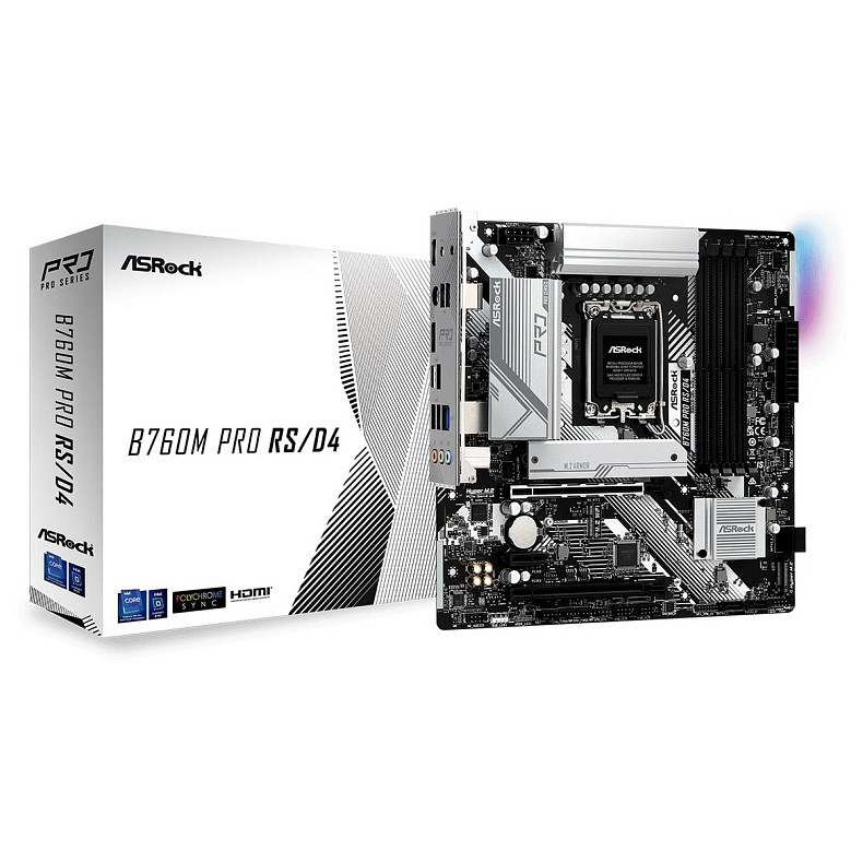 Материнська плата ASRock B760M PRO RS/D4 s1700 B760M 4xDDR4 HDMI DP mATX