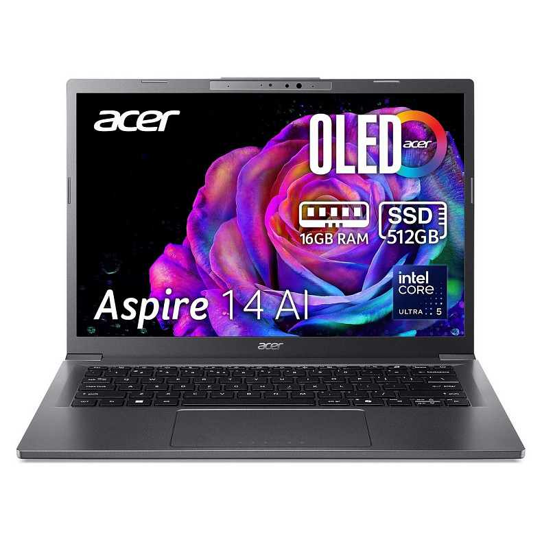Ноутбук Acer Aspire 14 A14-52M 14" WUXGA OLED, Intel U5-226V, 16GB, F512GB, UMA, Win11, сірий