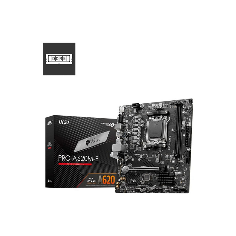 Материнcька плата MSI PRO A620M-E sAM5 A620 2xDDR5 M.2 HDMI DSub mATX