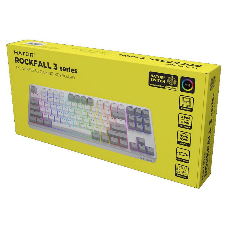 Клавіатура Hator Rockfall 3 Mecha TKL Wireless Orange White (HTK851UA)