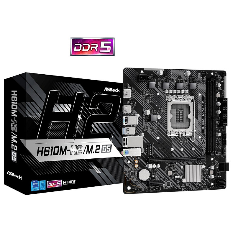 Материнская плата ASRock H610M-H2/M.2 D5 s1700 H610 2xDDR5 M.2 HDMI mATX