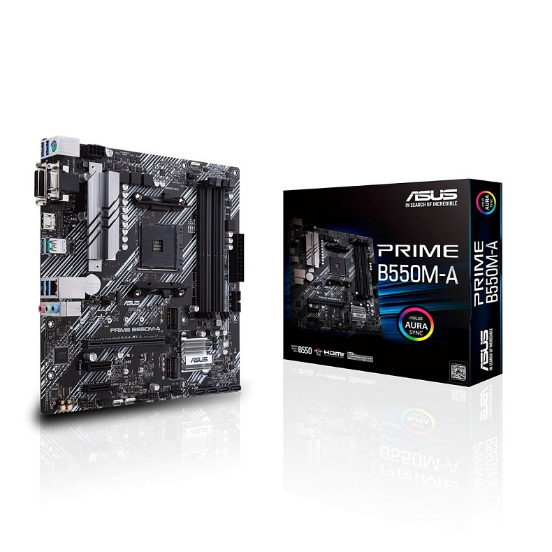 Материнская плата ASUS PRIME B550M-A sAM4 B550 4xDDR4 M.2 HDMI DVI D-Sub mATX