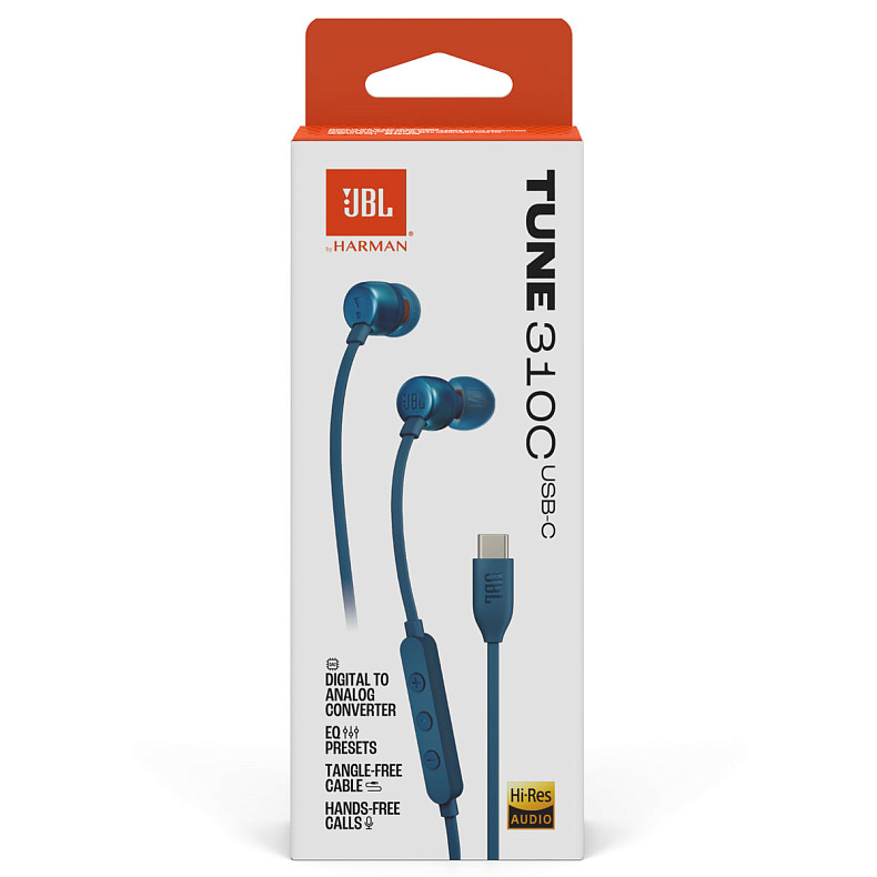 Навушники JBL Tune 310C USB-C Blue (JBLT310CBLU)