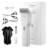 Машинка для стрижки Enchen Boost White Set + Пеньюар та ножиці