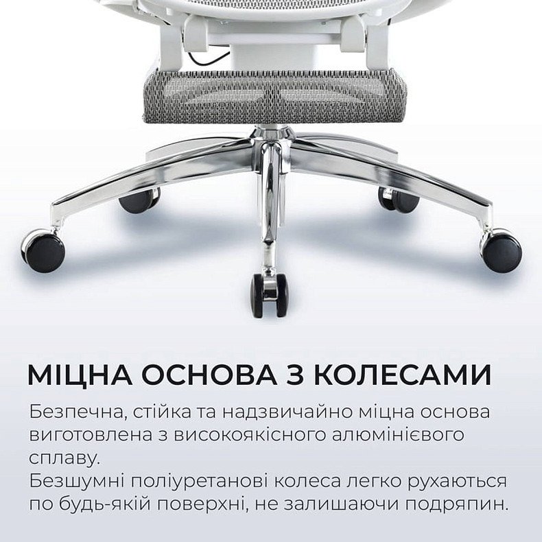 Крісло офісне з підставкою для ніг Sihoo DORO C300 Pro Mesh White