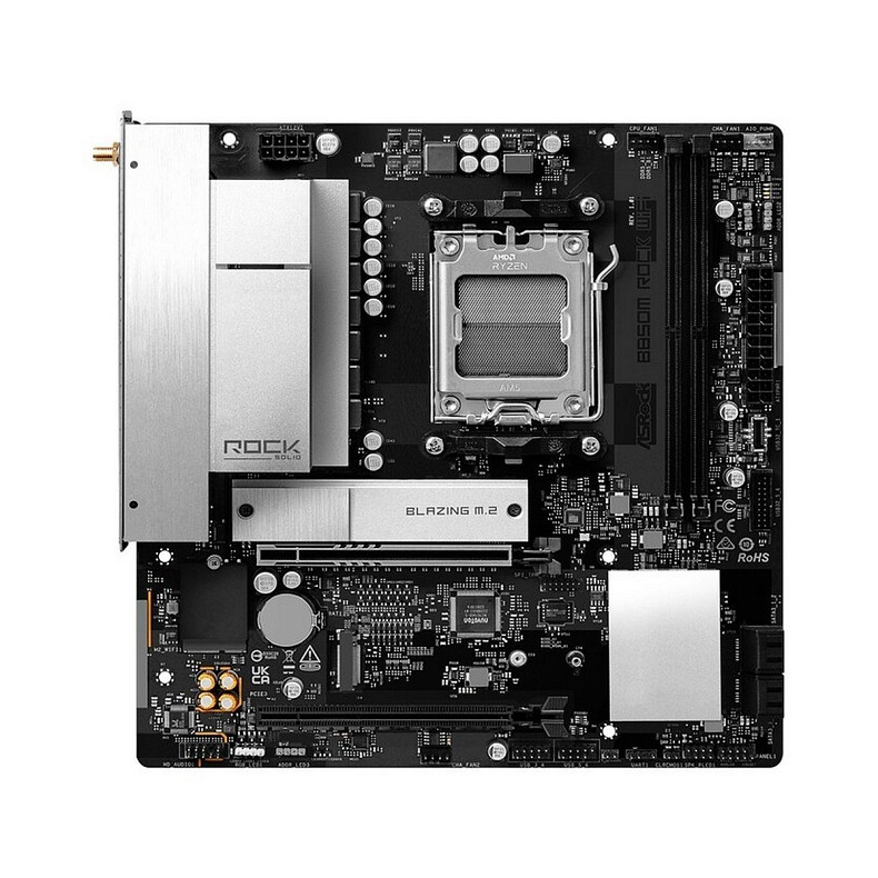 Материнська плата ASRock B850M ROCK WIFI (AM5/B850, 2*DDR5, PCIex16, HDMI/DP, 4xSATAIII,2xM.2, 2.5GLan, mATX)