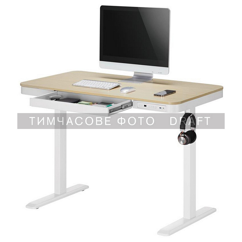 Стол компьютерный 2E СЕ218D-MOTORIZED, регулировка высоты, электропривод 220В, (USB-A/USB-C), 72/120