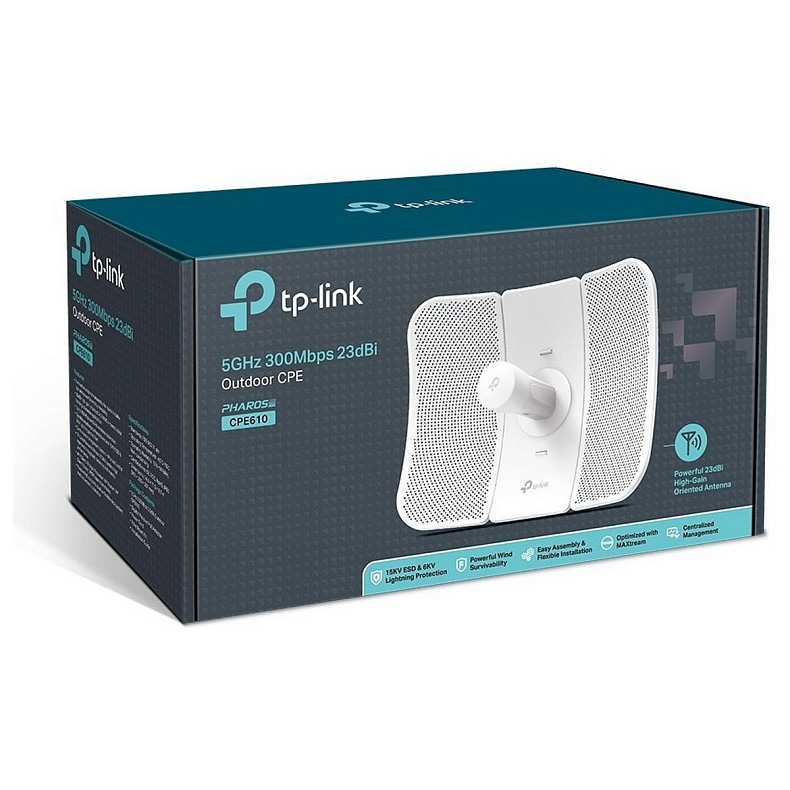 Точка доступу TP-LINK CPE610 N300 5ГГц 1xFE LAN, 23 дБі зовн. passive PoE