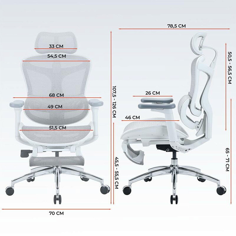 Крісло офісне з підставкою для ніг Sihoo DORO C300L Mesh White