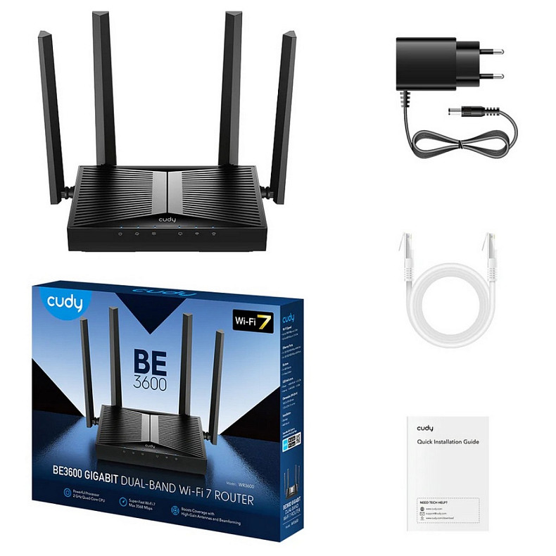 Wi-Fi Роутер Cudy WR3600, BE3600 Gigabit Wi-Fi 7 Router