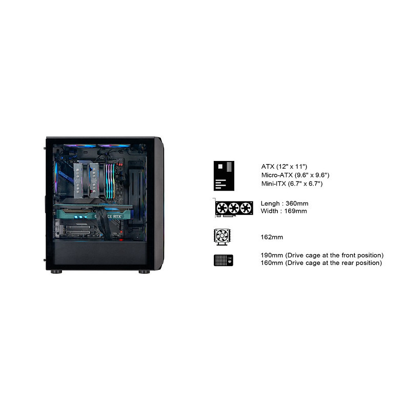 Корпус SilverStone SilverStone FARA FA511Z-BG, без БП, 2xUSB3.0, 3x120mm ARGB fan, TG Side Panel