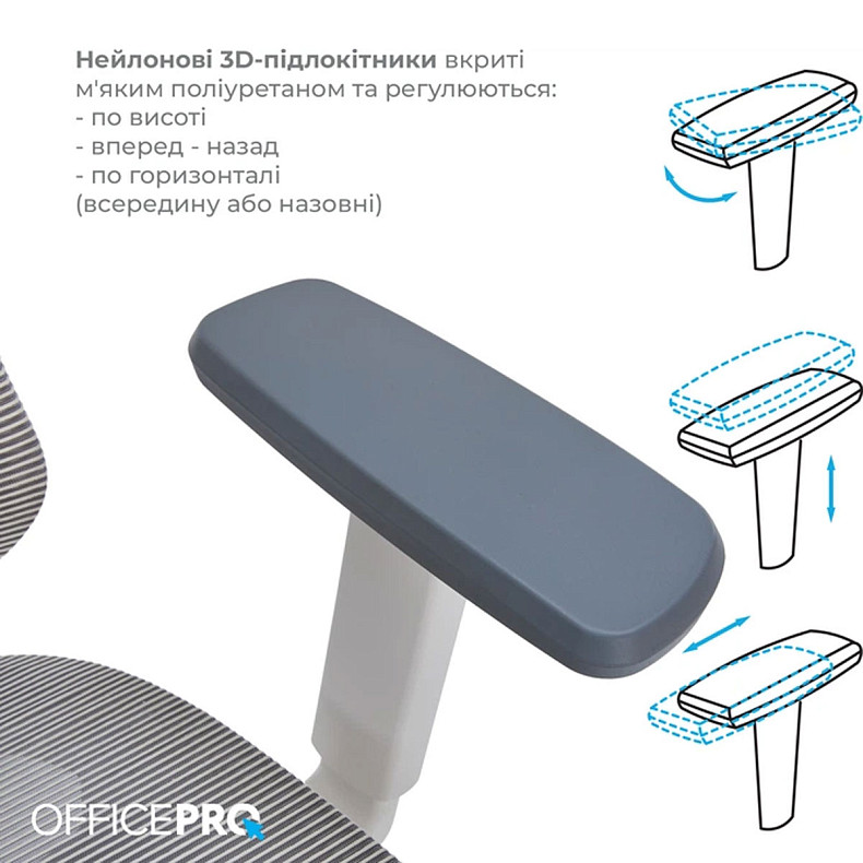 Крісло офісне Officepro Atlas OC630-W-LG-LG