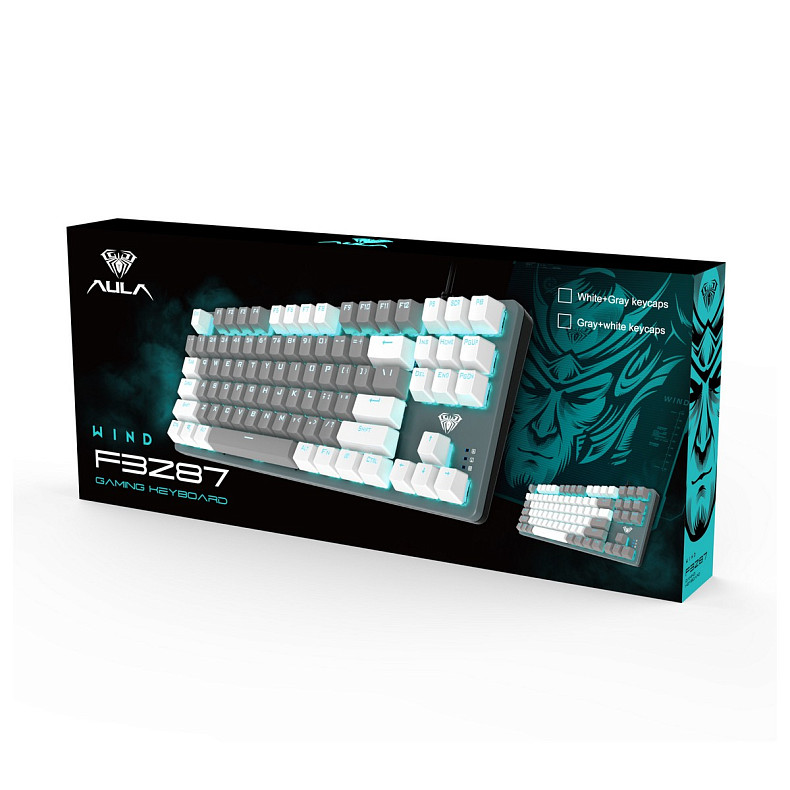 Клавиатура Aula Mechanical F3287 Grey/White keycap KRGD blue (6948391240954)