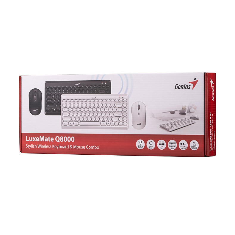 Комплект клавиатура и мышь Genius LuxeMate Q-8000, WL, EN/UKR, черный