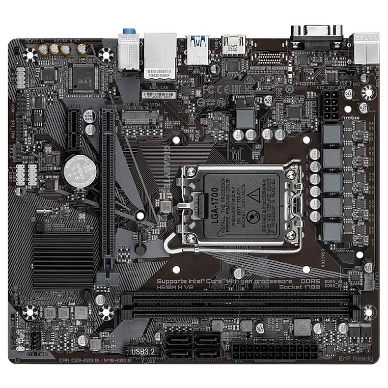 Материнская плата Gigabyte s1700 Intel H610 HDMI/VGA 2xDDR5 1xM.2 GbE LAN mATX H610M H V2