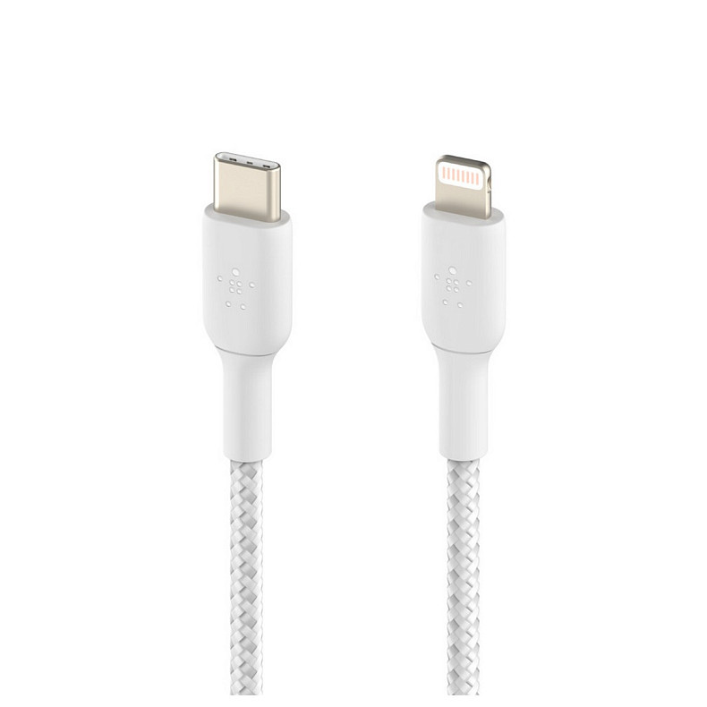 Кабель Belkin USB-С - Lightning, BRAIDED, 1m, white