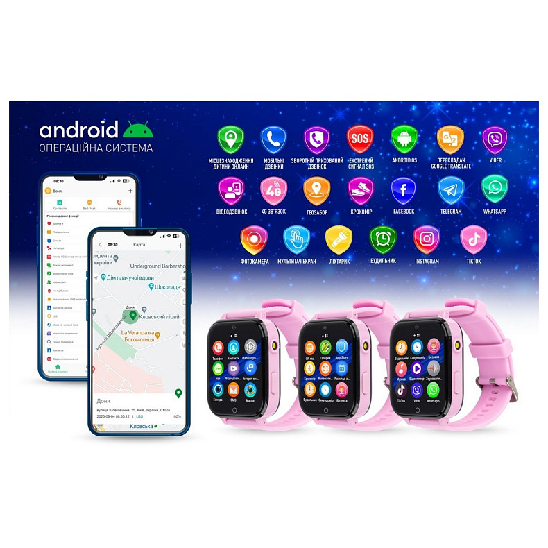 Дитячий смарт-годинник Garmix PointPRO-300 4G/GPS/WiFi Purple