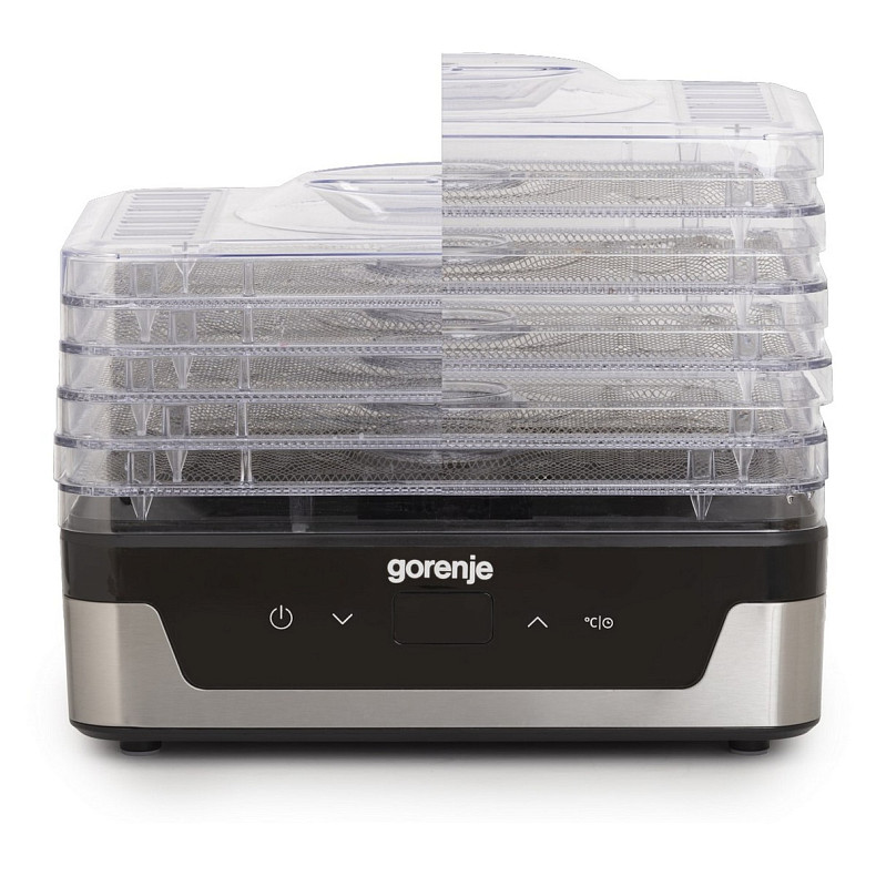 Сушарка для продуктів Gorenje 230Вт, піддонів - 5x2.8см, діаметр - 29см, макс - 75°С, електр.упр,біл